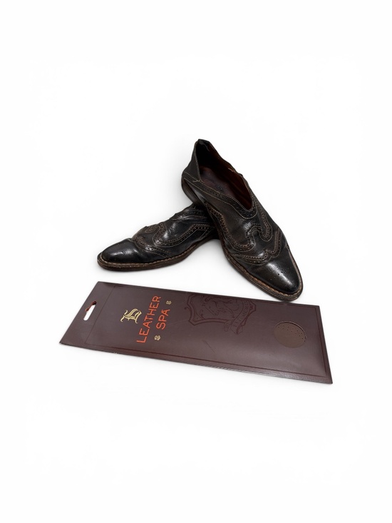 Vintage Handmade Italian Wingtip Slip On Loafers Dark Brown Leather EU 41 US 8 main image 4